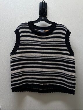Future Collective Jenny K Lopez Cotton Sleeveless Knit Top 2X Black White